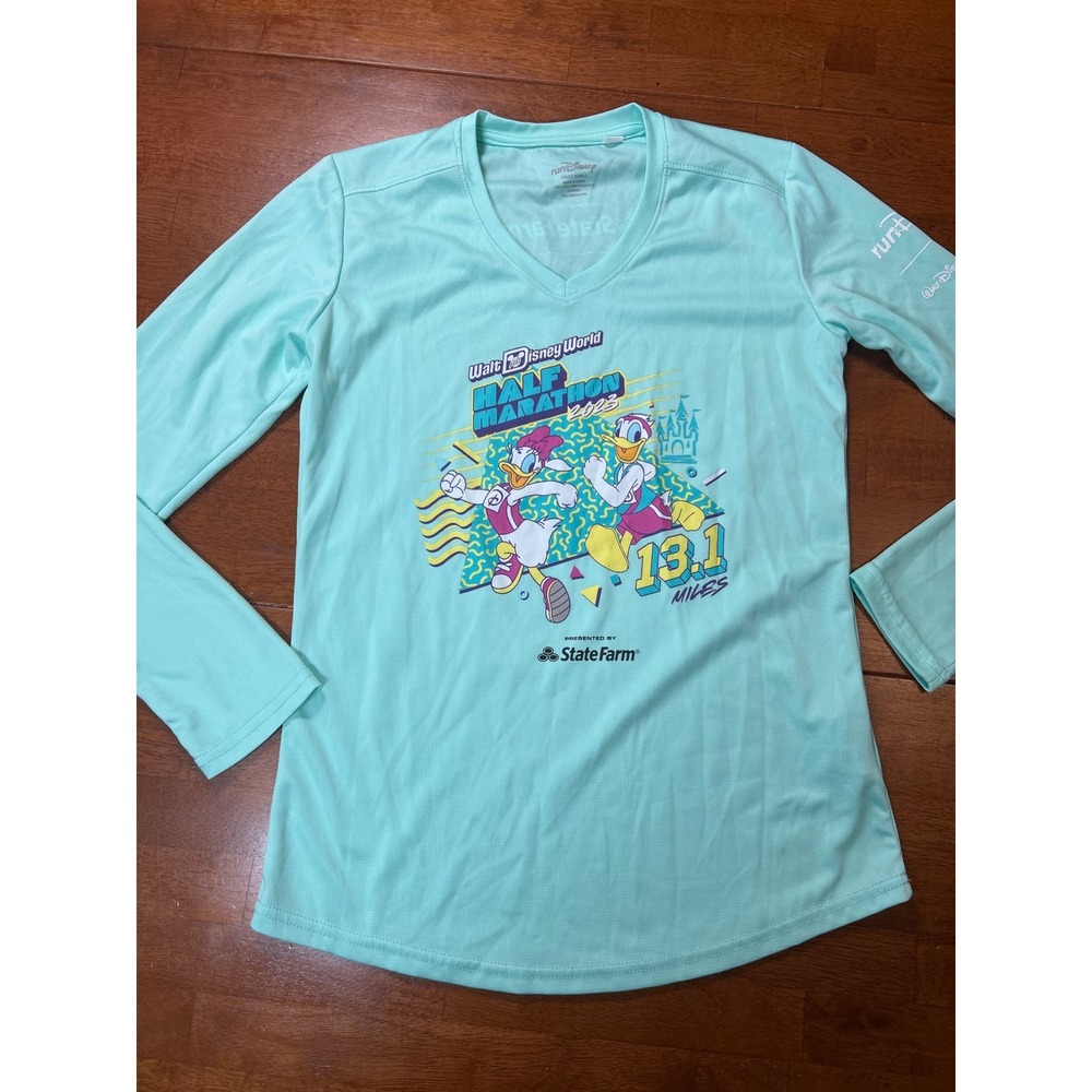 runDisney Shirt Adult Small Mint Green 2023 WDW Half Marathon Donald Daisy Duck